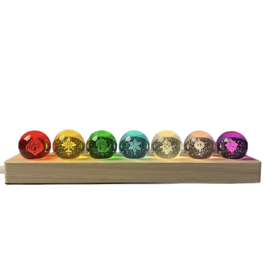 Colorful Carved Crystal Ball Night Light Indoor Atmosphere Light Crystal Ornaments Crafts Holiday Couple Home Gifts