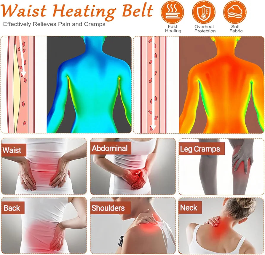 Electric Heating Waist Belt for Back & Stomach Pain Relief
